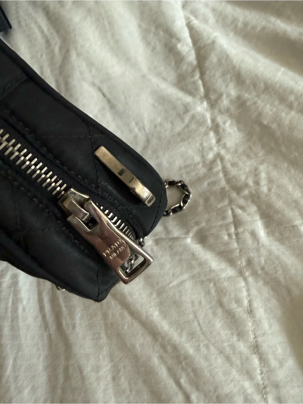 Prada Camera Bag Quilted Tessuto Small chain strap detail
